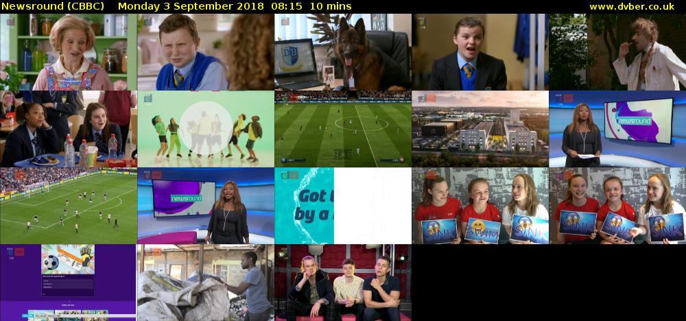 Newsround (CBBC) Monday 3 September 2018 08:15 - 08:25
