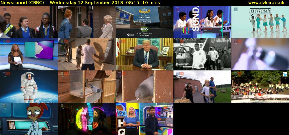 Newsround (CBBC) Wednesday 12 September 2018 08:15 - 08:25