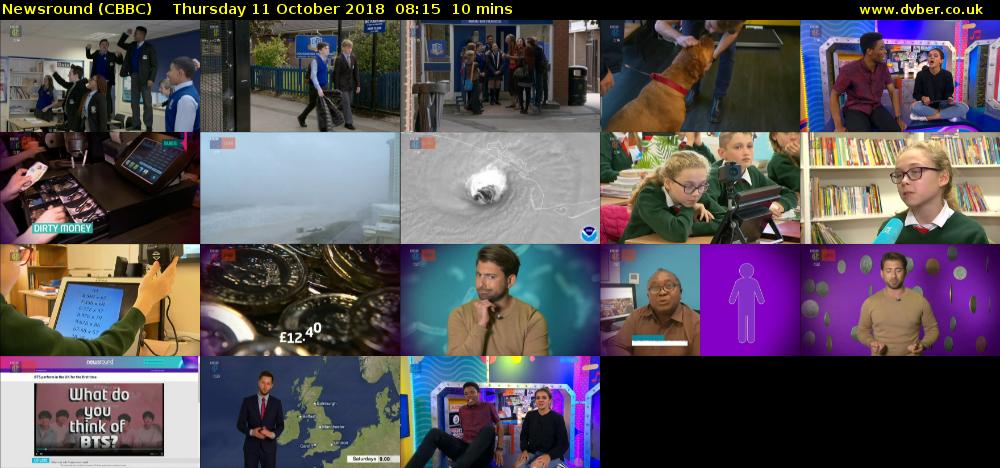 Newsround (CBBC) Thursday 11 October 2018 08:15 - 08:25