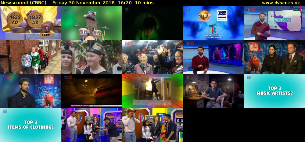Newsround (CBBC) Friday 30 November 2018 16:20 - 16:30