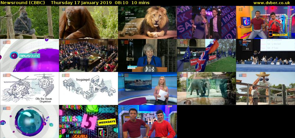Newsround (CBBC) Thursday 17 January 2019 08:10 - 08:20