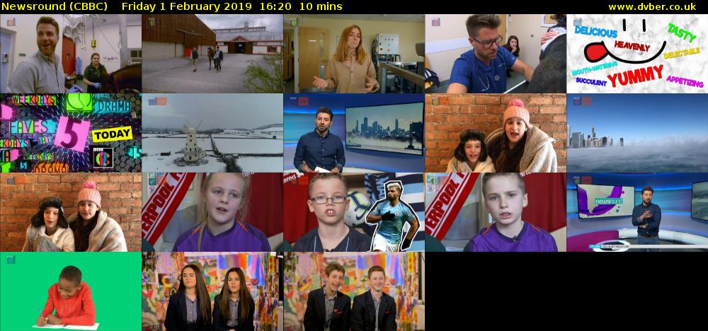 Newsround (CBBC) Friday 1 February 2019 16:20 - 16:30