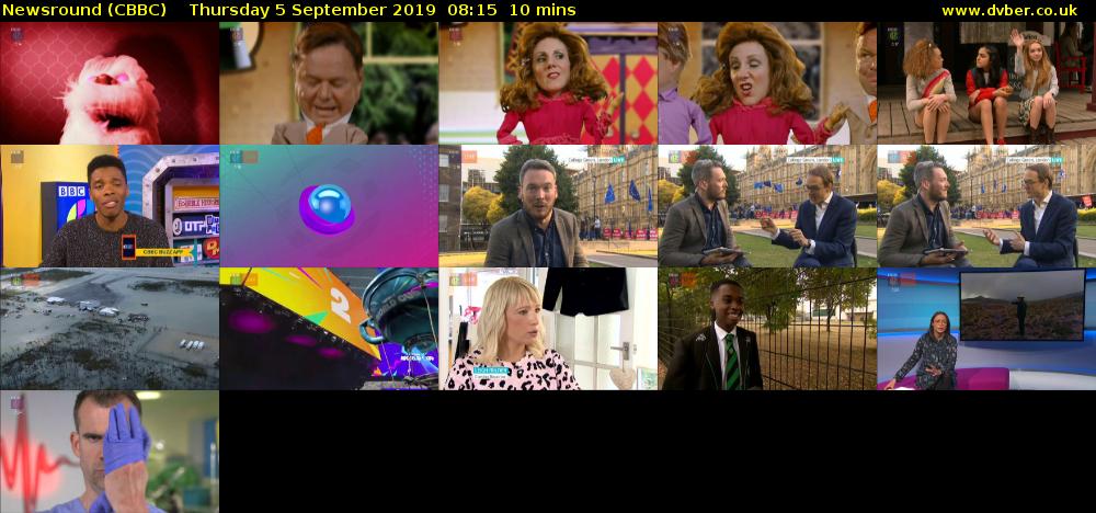 Newsround (CBBC) Thursday 5 September 2019 08:15 - 08:25
