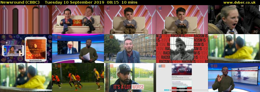Newsround (CBBC) Tuesday 10 September 2019 08:15 - 08:25
