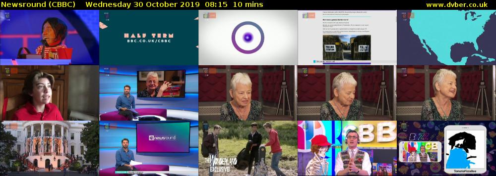 Newsround (CBBC) Wednesday 30 October 2019 08:15 - 08:25