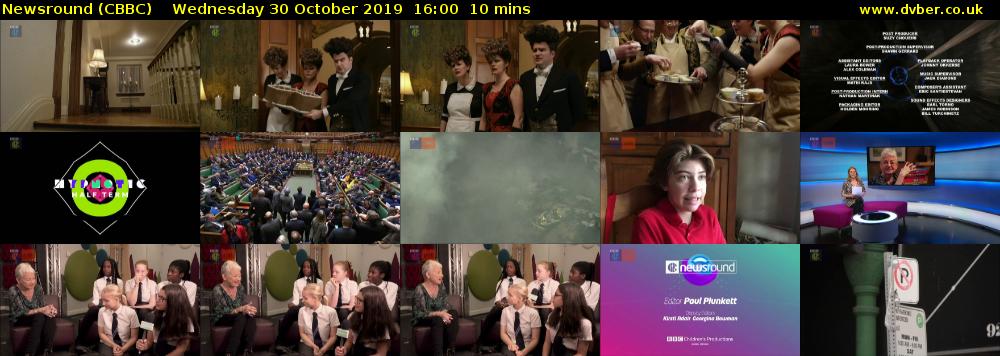 Newsround (CBBC) Wednesday 30 October 2019 16:00 - 16:10
