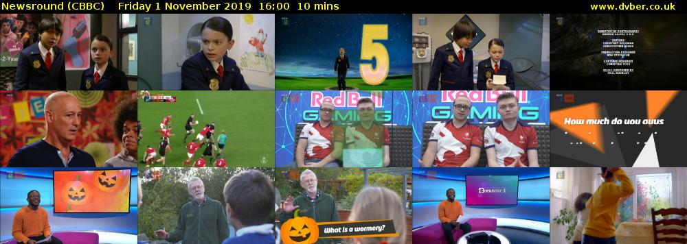 Newsround (CBBC) Friday 1 November 2019 16:00 - 16:10