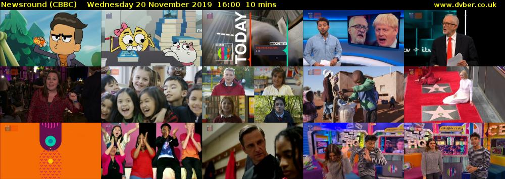 Newsround (CBBC) Wednesday 20 November 2019 16:00 - 16:10