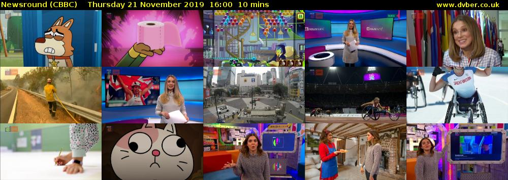 Newsround (CBBC) Thursday 21 November 2019 16:00 - 16:10