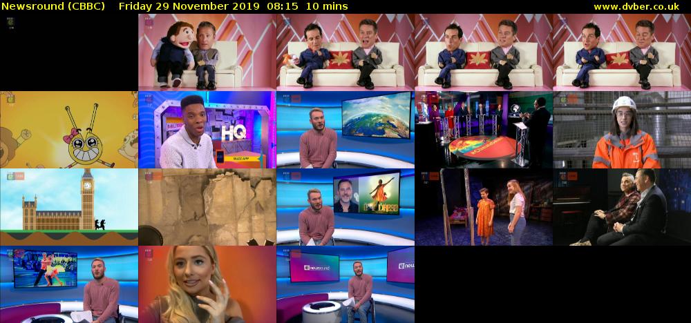 Newsround (CBBC) Friday 29 November 2019 08:15 - 08:25
