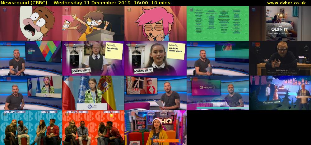 Newsround (CBBC) Wednesday 11 December 2019 16:00 - 16:10