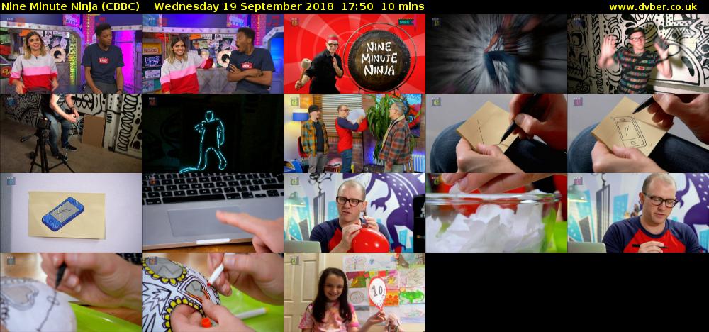 Nine Minute Ninja (CBBC) Wednesday 19 September 2018 17:50 - 18:00