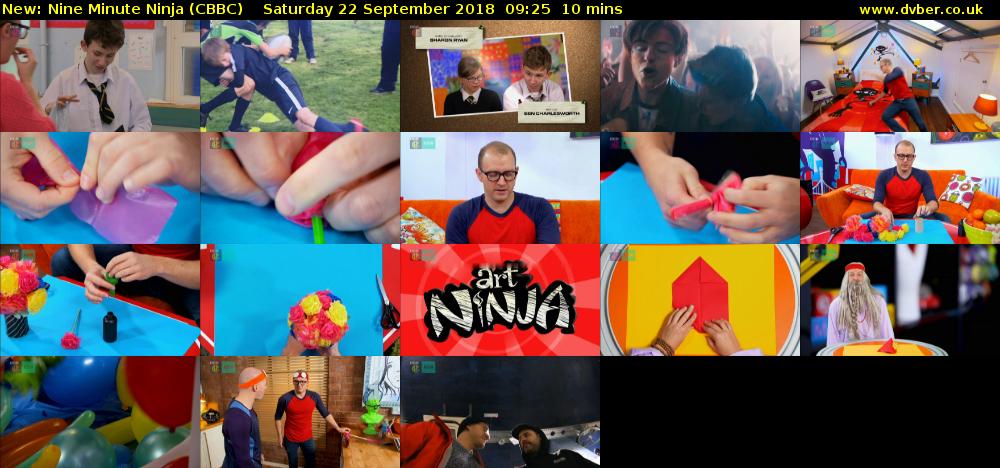 Nine Minute Ninja (CBBC) Saturday 22 September 2018 09:25 - 09:35