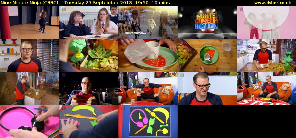 Nine Minute Ninja (CBBC) Tuesday 25 September 2018 19:50 - 20:00