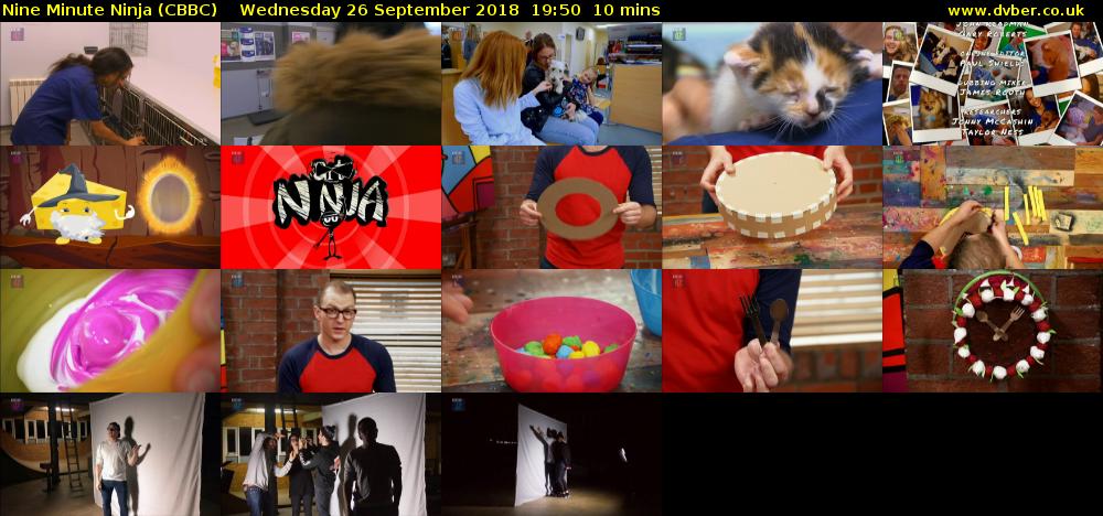 Nine Minute Ninja (CBBC) Wednesday 26 September 2018 19:50 - 20:00