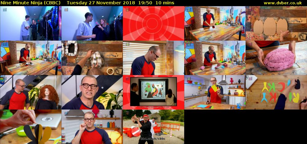 Nine Minute Ninja (CBBC) Tuesday 27 November 2018 19:50 - 20:00
