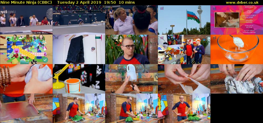 Nine Minute Ninja (CBBC) Tuesday 2 April 2019 19:50 - 20:00