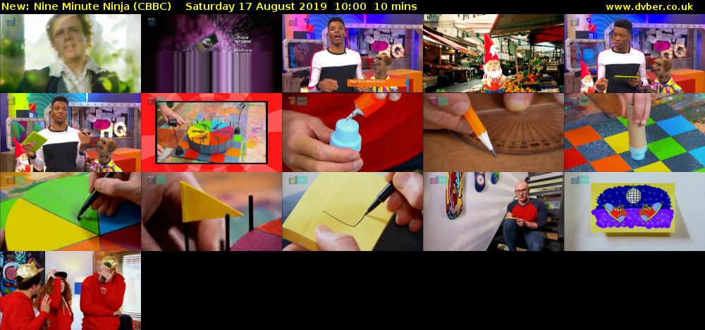 Nine Minute Ninja (CBBC) Saturday 17 August 2019 10:00 - 10:10
