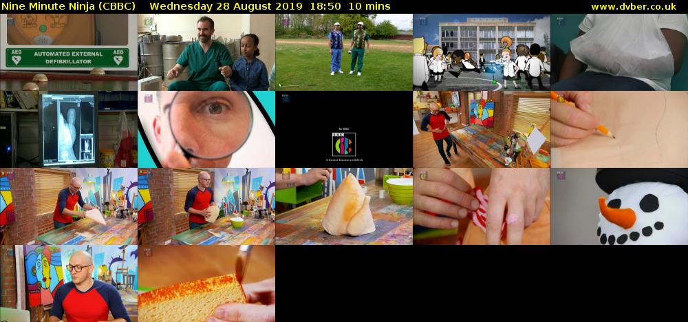 Nine Minute Ninja (CBBC) Wednesday 28 August 2019 18:50 - 19:00