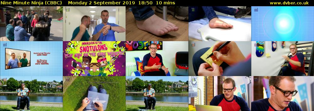 Nine Minute Ninja (CBBC) Monday 2 September 2019 18:50 - 19:00