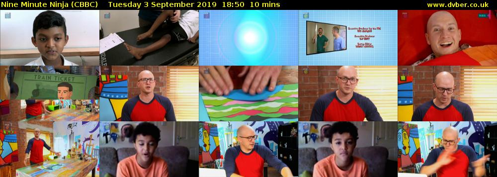 Nine Minute Ninja (CBBC) Tuesday 3 September 2019 18:50 - 19:00