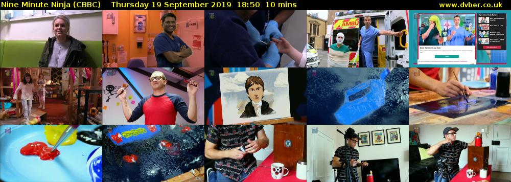 Nine Minute Ninja (CBBC) Thursday 19 September 2019 18:50 - 19:00