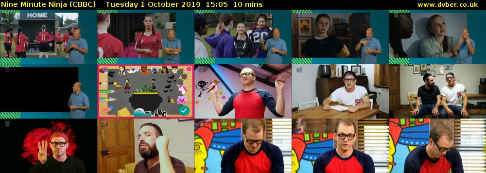 Nine Minute Ninja (CBBC) Tuesday 1 October 2019 15:05 - 15:15