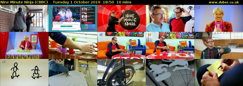 Nine Minute Ninja (CBBC) Tuesday 1 October 2019 18:50 - 19:00