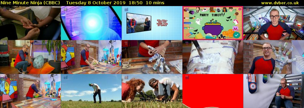 Nine Minute Ninja (CBBC) Tuesday 8 October 2019 18:50 - 19:00