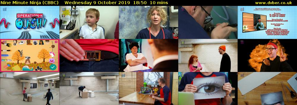 Nine Minute Ninja (CBBC) Wednesday 9 October 2019 18:50 - 19:00