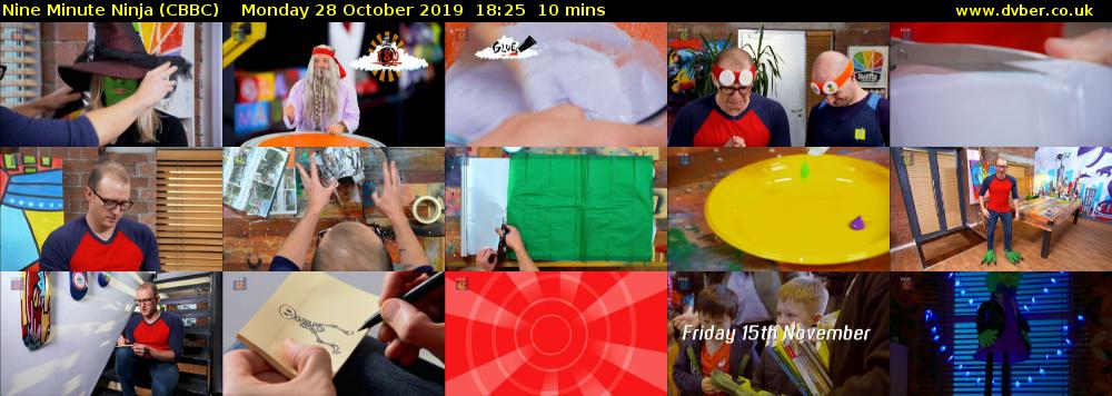 Nine Minute Ninja (CBBC) Monday 28 October 2019 18:25 - 18:35