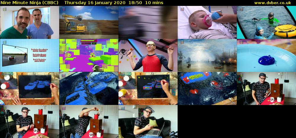 Nine Minute Ninja (CBBC) Thursday 16 January 2020 18:50 - 19:00
