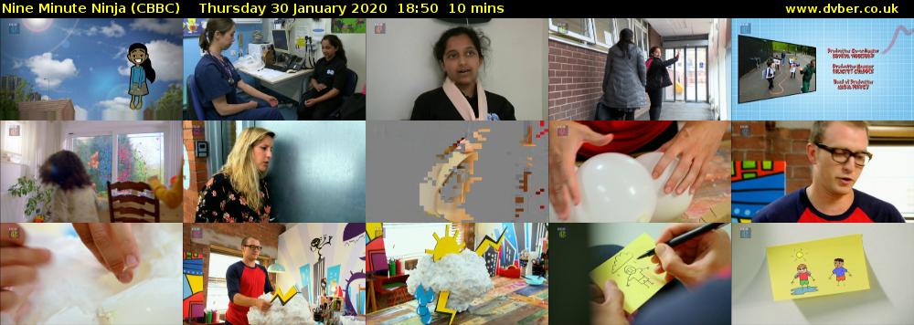 Nine Minute Ninja (CBBC) Thursday 30 January 2020 18:50 - 19:00
