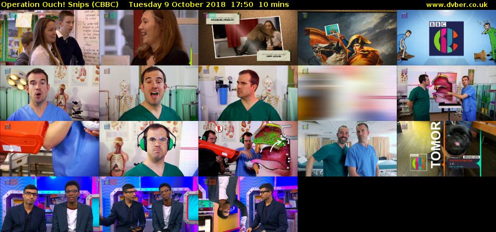 Operation Ouch! Snips (CBBC) Tuesday 9 October 2018 17:50 - 18:00