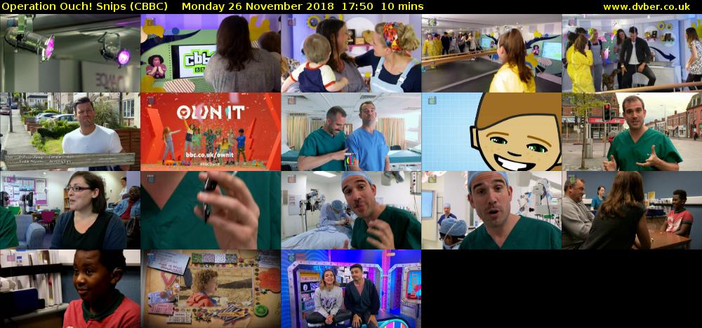 Operation Ouch! Snips (CBBC) Monday 26 November 2018 17:50 - 18:00