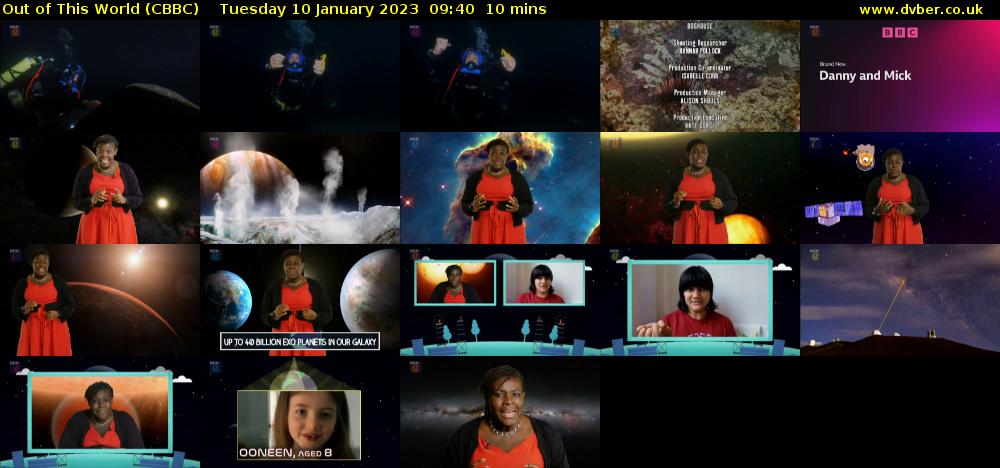 Out of This World (CBBC) Tuesday 10 January 2023 09:40 - 09:50