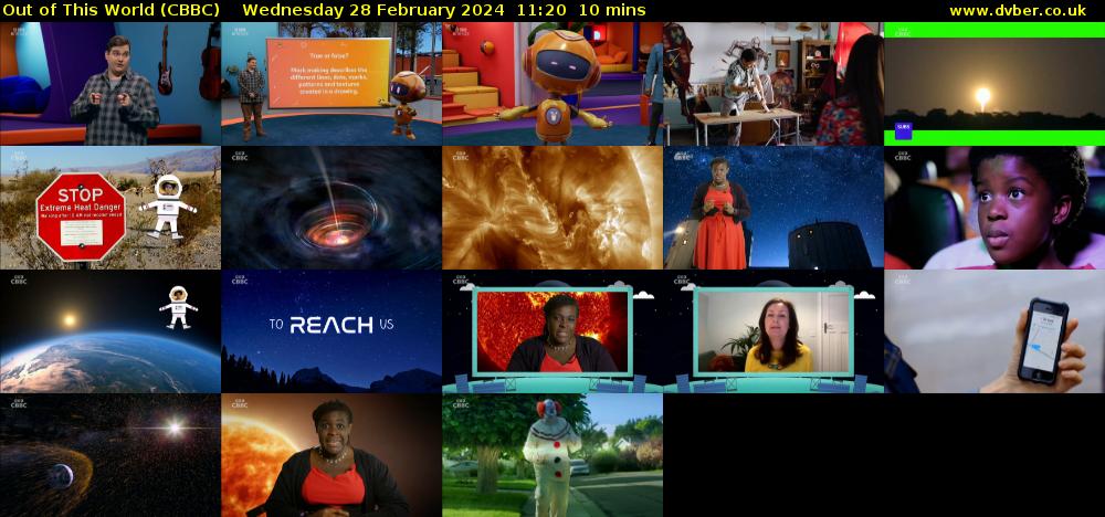 Out of This World (CBBC) Wednesday 28 February 2024 11:20 - 11:30