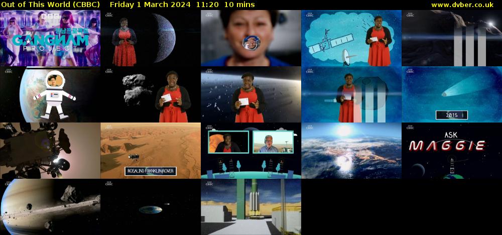 Out of This World (CBBC) Friday 1 March 2024 11:20 - 11:30