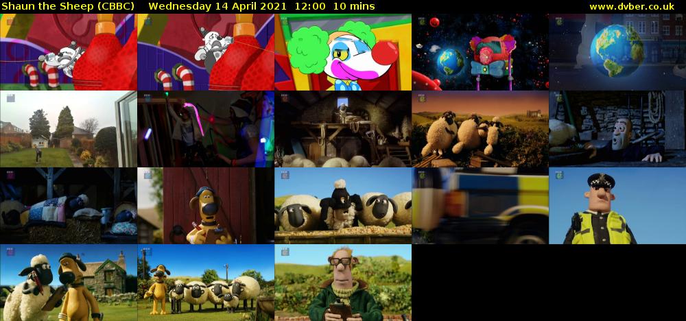 Shaun the Sheep (CBBC) Wednesday 14 April 2021 12:00 - 12:10
