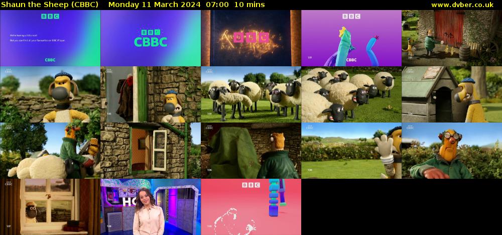 Shaun the Sheep (CBBC) Monday 11 March 2024 07:00 - 07:10
