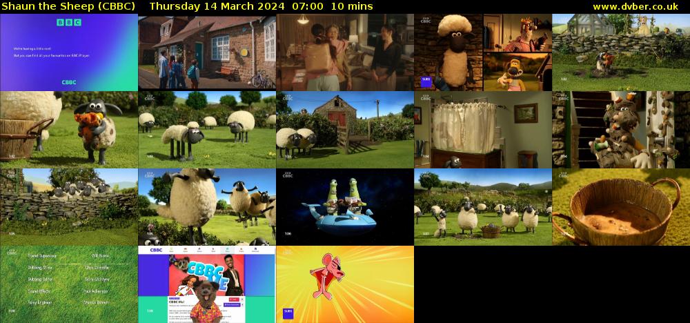 Shaun the Sheep (CBBC) Thursday 14 March 2024 07:00 - 07:10