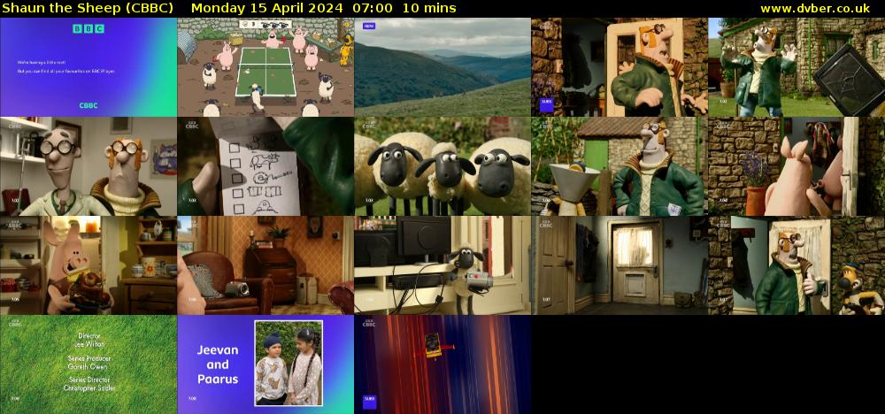 Shaun the Sheep (CBBC) Monday 15 April 2024 07:00 - 07:10