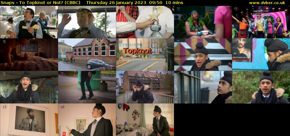 Snaps - To Topknot or Not? (CBBC) Thursday 26 January 2023 09:50 - 10:00