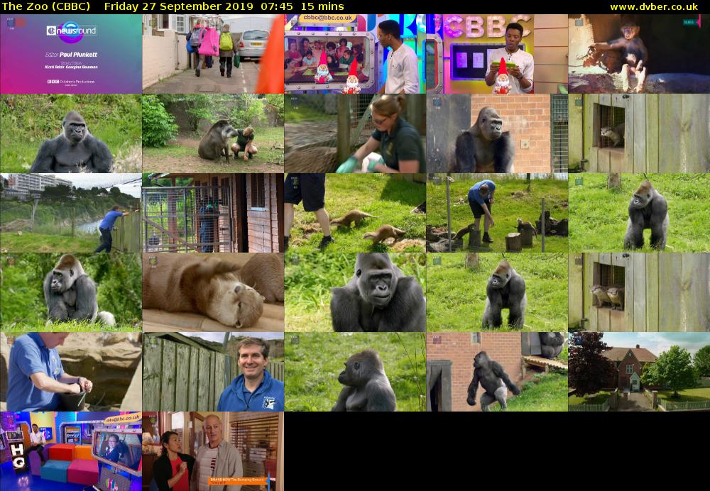 The Zoo (CBBC) Friday 27 September 2019 07:45 - 08:00