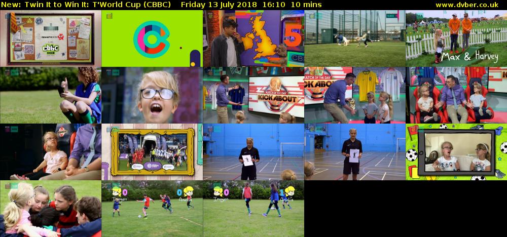 Twin It to Win It: T'World Cup (CBBC) Friday 13 July 2018 16:10 - 16:20