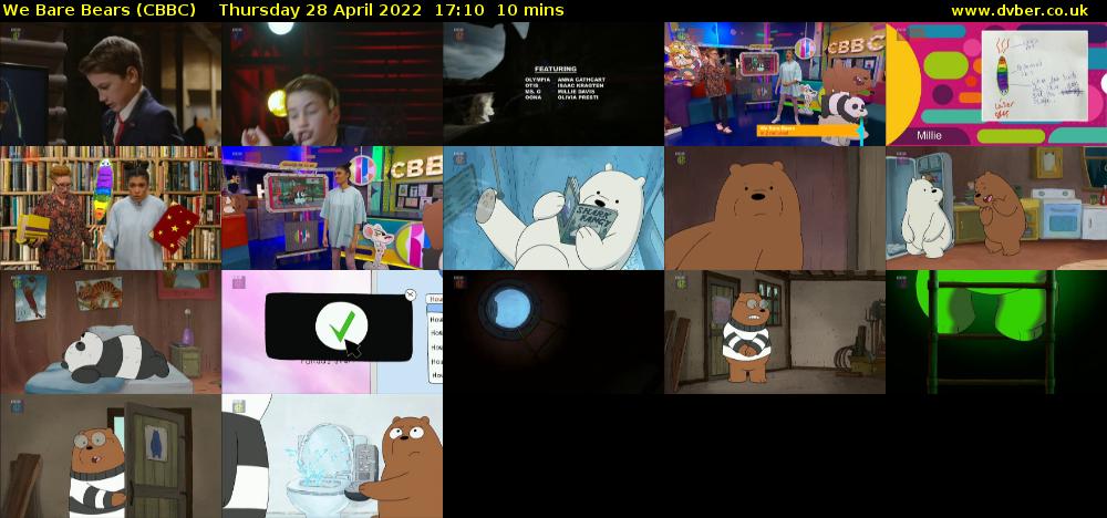 We Bare Bears (CBBC) Thursday 28 April 2022 17:10 - 17:20