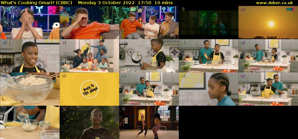 What's Cooking Omari? (CBBC) Monday 3 October 2022 17:50 - 18:00