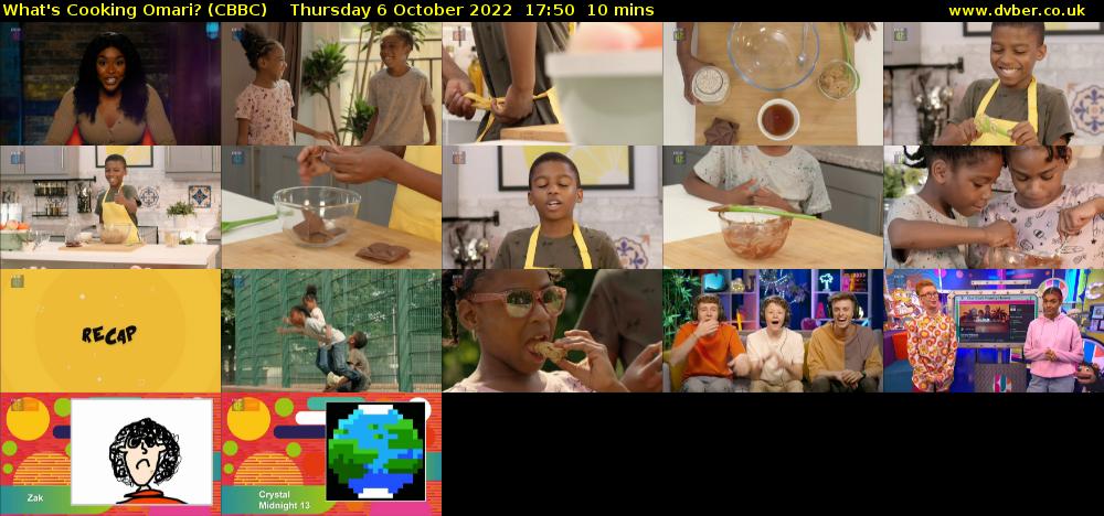 What's Cooking Omari? (CBBC) Thursday 6 October 2022 17:50 - 18:00