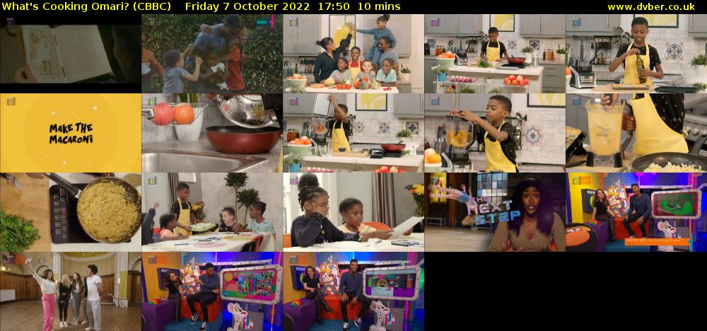 What's Cooking Omari? (CBBC) Friday 7 October 2022 17:50 - 18:00