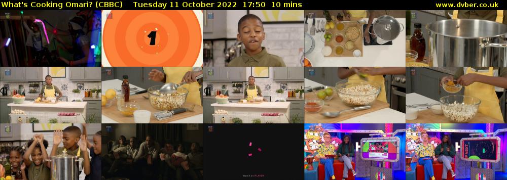 What's Cooking Omari? (CBBC) Tuesday 11 October 2022 17:50 - 18:00